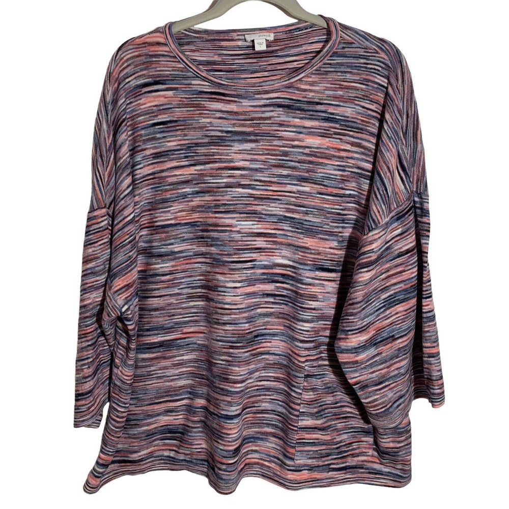 J Jill Pure Womens Size Large Marled Multicolor Cotton Knit Top